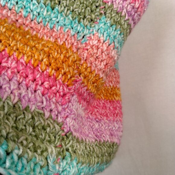 Homemade Crochet Tube Top L/XL Rainbow Pastel Gold Metallic Glitter Tie Cropped - Picture 11 of 12